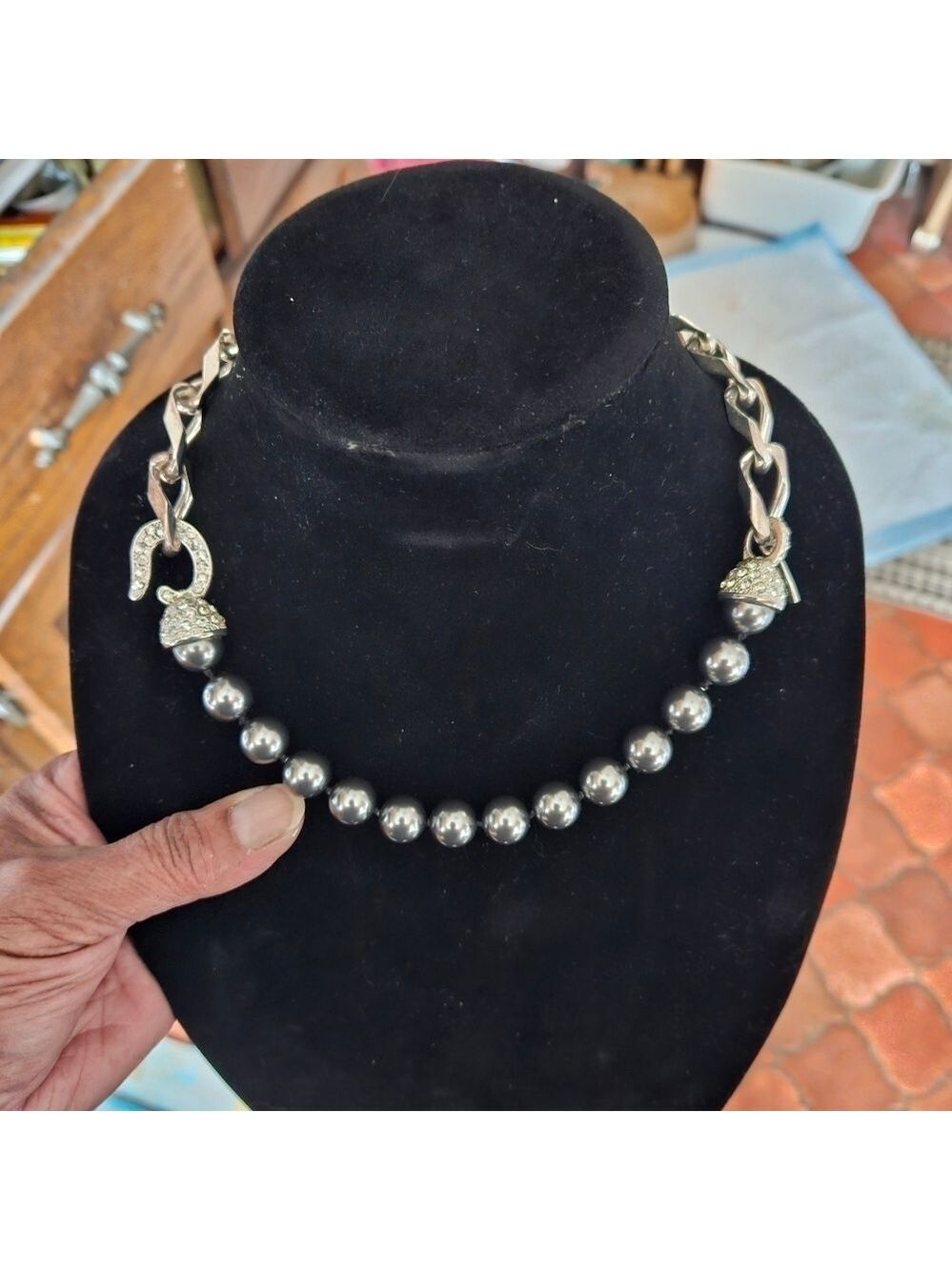 Swarovski Crystal Lized Black and Silver-toned Alloy Necklace